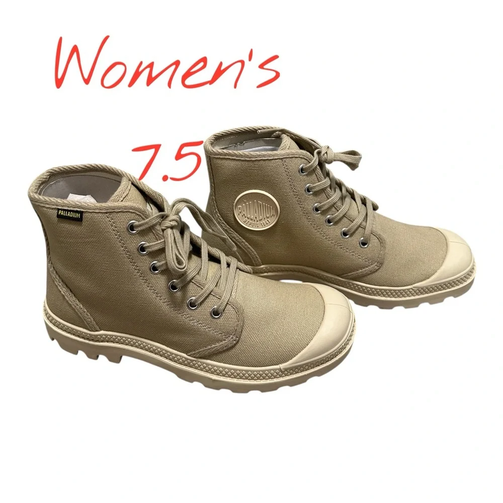 Palladium Women 7.5 Mens 6 Sand Shoes Ankle Canvas High Top Lace Up Trainers - Picture 2 of 12